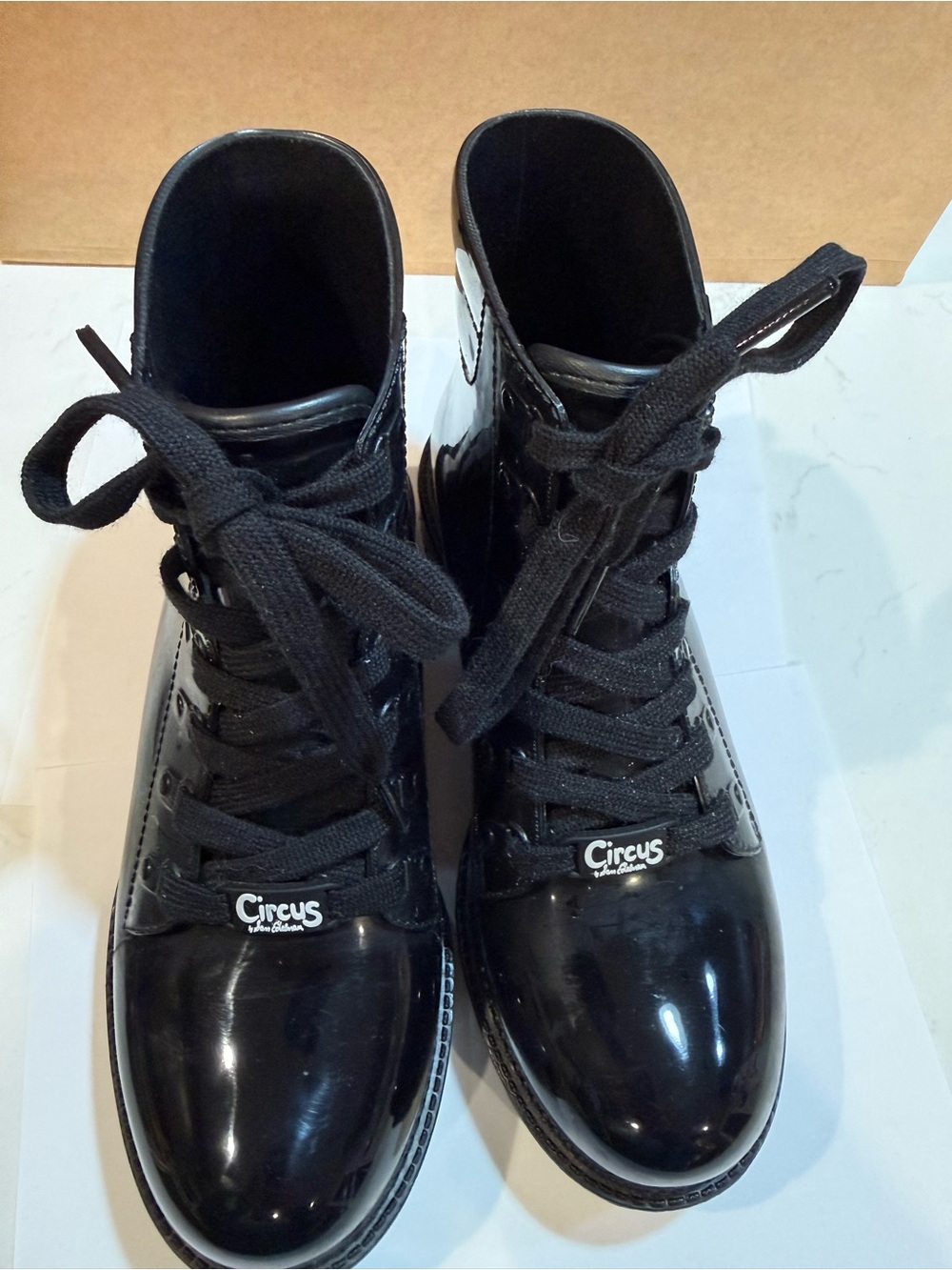 Circus by Sam Edelman Glossy Black Lug Sole Rain Boots